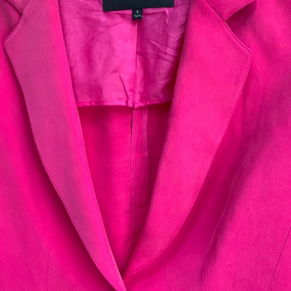 Lafayette 148 Hot 💕 Pink Barbie Silk Soft Long Sleeve One Button Jacket Blazer - Picture 3 of 16